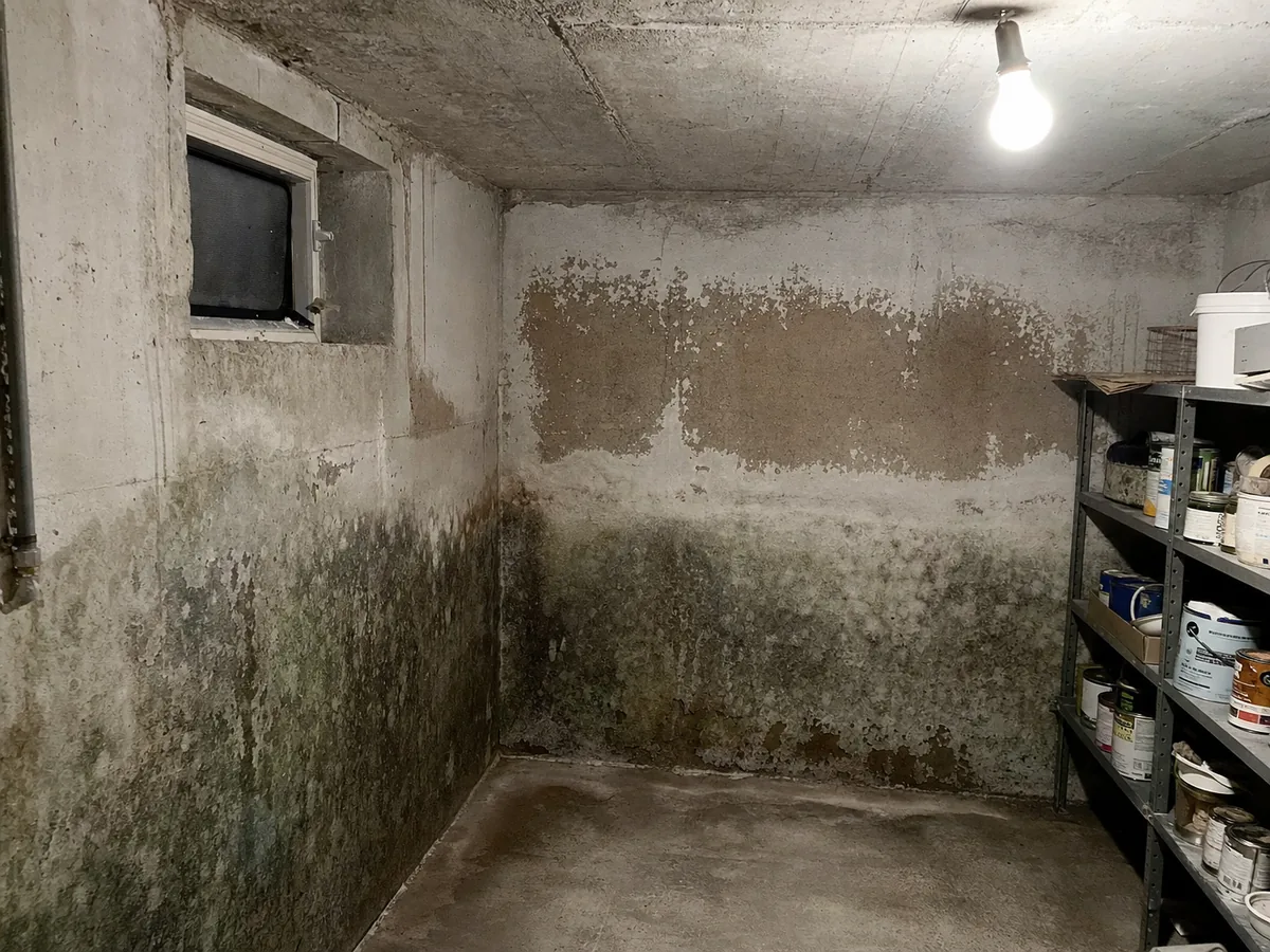 Großflächiger Schimmelbefall im Hauskeller — Feuchteproblem